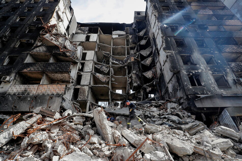 A ruined residential building in Mariupol, which remains under siege.