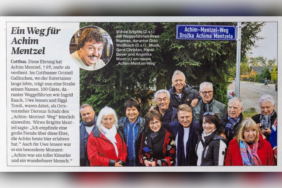 Rendez-vous des stars de la RDA lors de l'inauguration 2021 : Le chemin Achim-Mentzel se trouve dans le quartier résidentiel "Am Birkengrund" à Gallinchen.