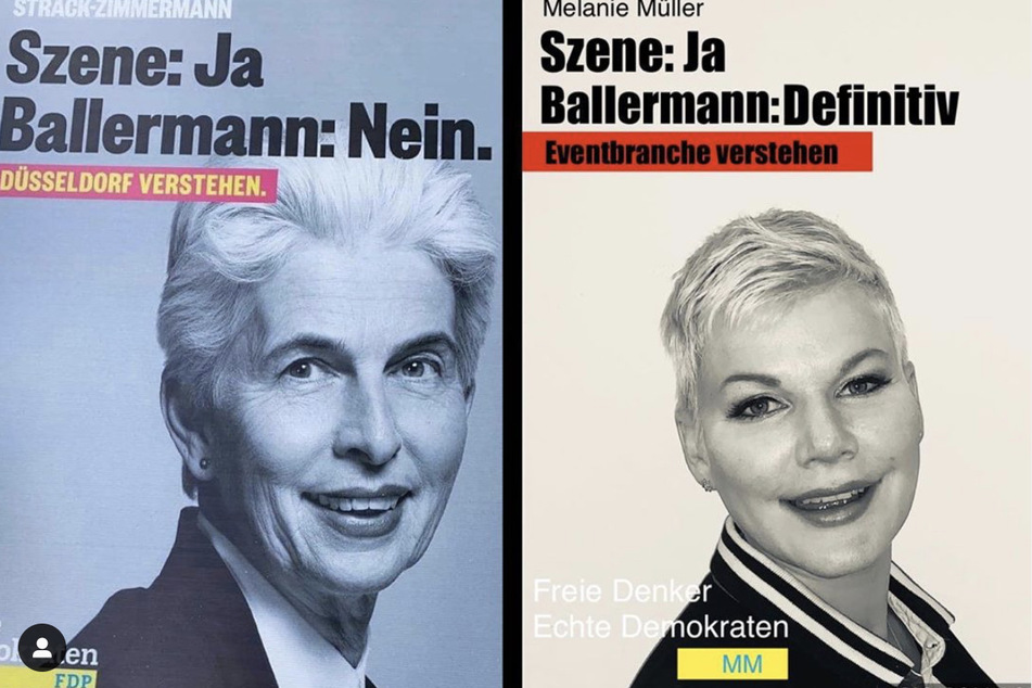 Dieses eigens kreierte Wahlplakat postete Melanie Müller (32) neben das originale von Strack-Zimmermann.
