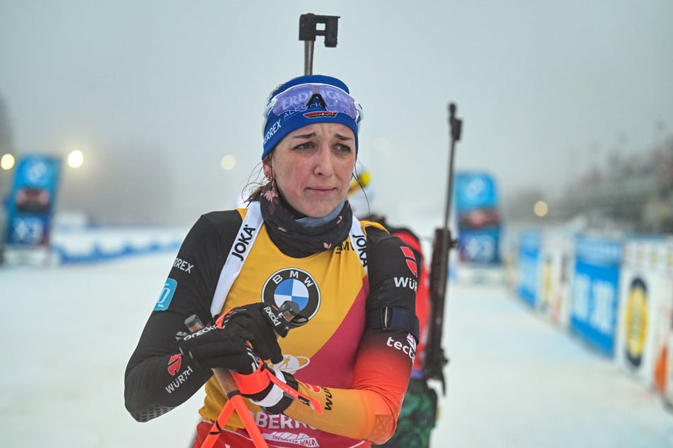 Franziska Preuß (30) war die Enttäuschung im Ziel anzusehen.