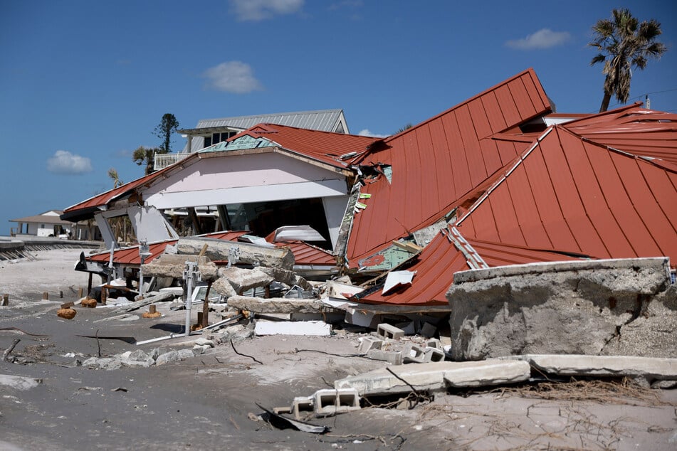 A home along the Gulf of Mexico is seen after it was destroyed when Hurricane Milton passed through the area on October 12, 2024, in Manasota Key, Florida.