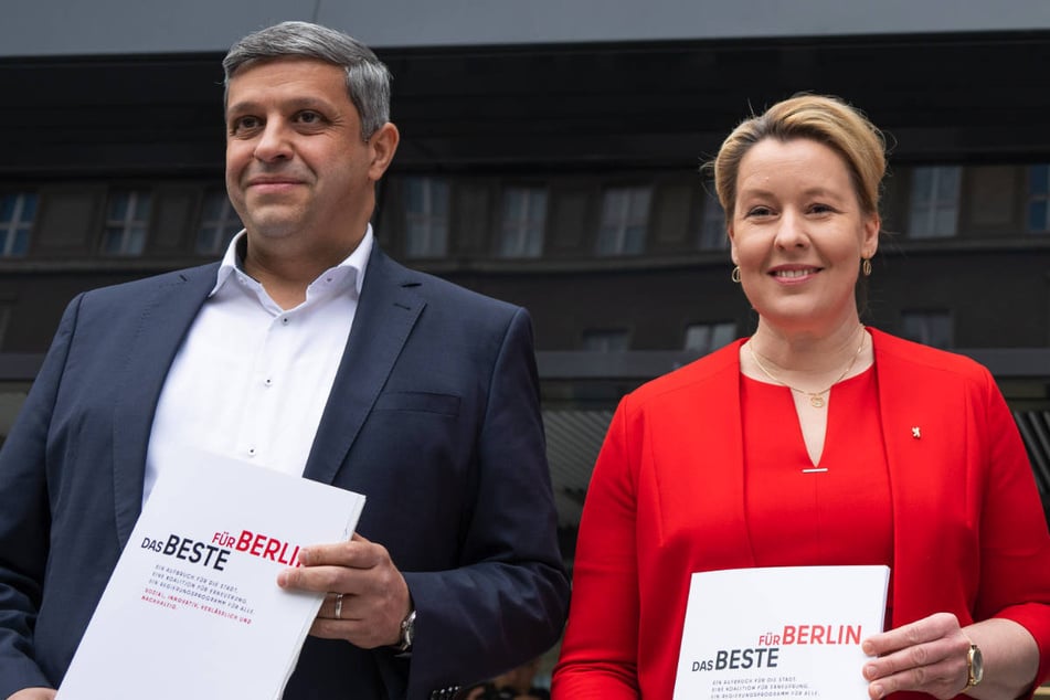 Die SPD-Landesvorsitzenden Raed Saleh (45) und Franziska Giffey (44) haben bei ihrer Partei für eine Koalition mit der CDU geworben.