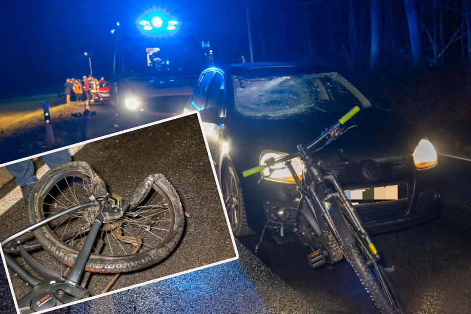 Der Zusammenprall muss heftig gewesen sein: Das verdeutlichen allein diese Aufnahmen von Auto und E-Bike.