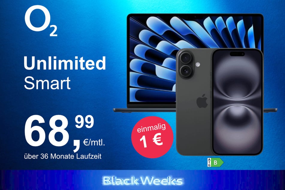 Das iPhone 16 mit MacBook Air 13 im Bundle für nur 1 Euro exklusiv bei o2.