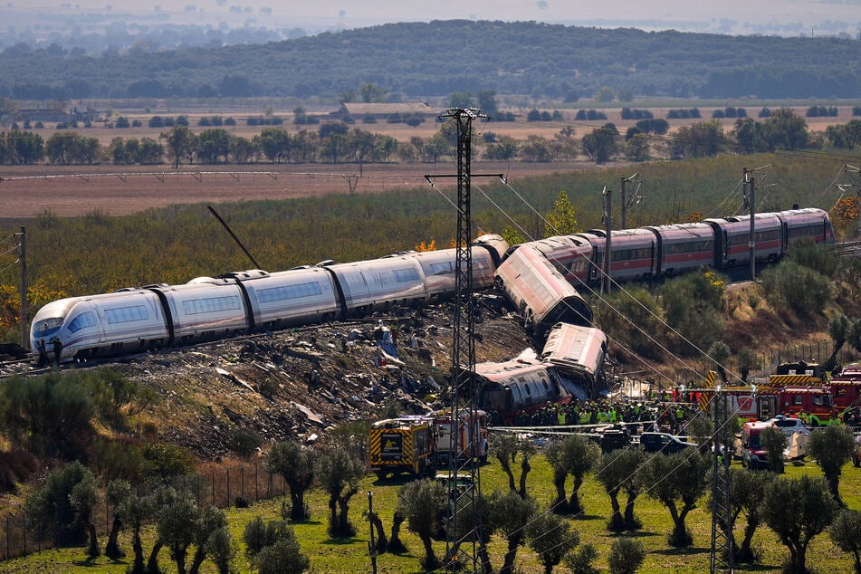 Mehrere Waggons stürzten eine Böschung herab.