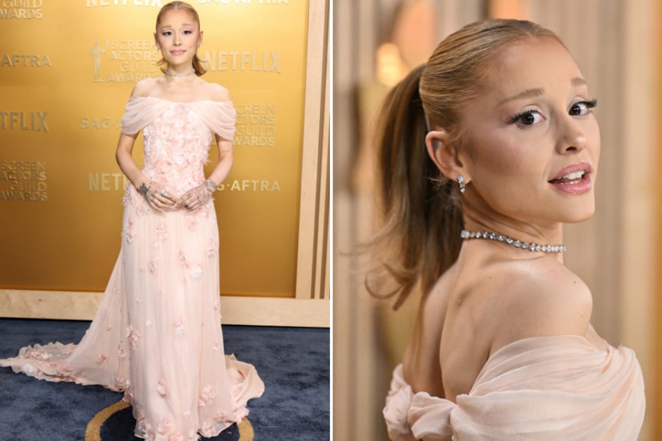 Ariana Grande brought her Glinda glitz and glam to the 2025 Screen Actors Guild Awards on Sunday, dazzling in a stunning pink gown with floral details.