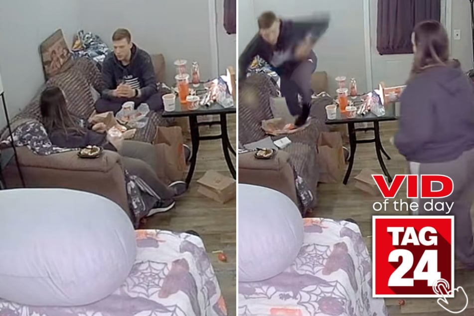 This couple's night took a terrifyingly funny turn when a spider made a surprise appearance!