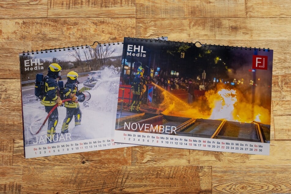 Die Bilder in dem Kalender dokumentieren echte Löscheinsätze ...