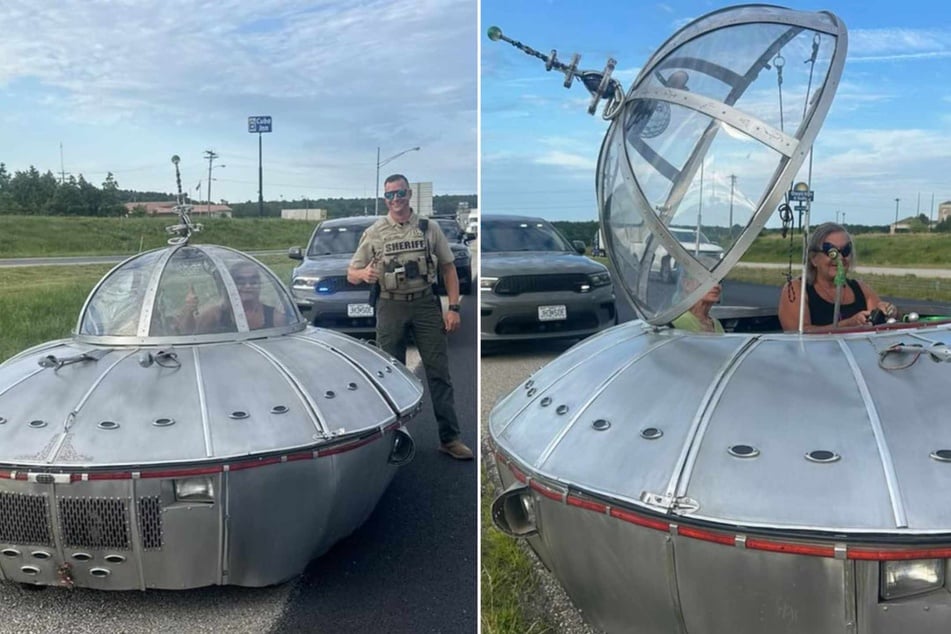 During a traffic stop, police officers came across a vehicle that was out of this world. In fact, the unique car looked like a real UFO!