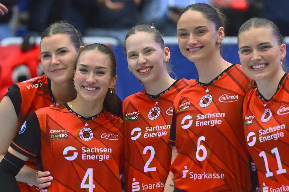 Sie alle verlassen den DSC: Neben Levinska (l.) auch Emma Grome (23), Larissa Winter (22), Amelia van der Werff (24)und Amanda Siksna (23, v.l.n.r.)