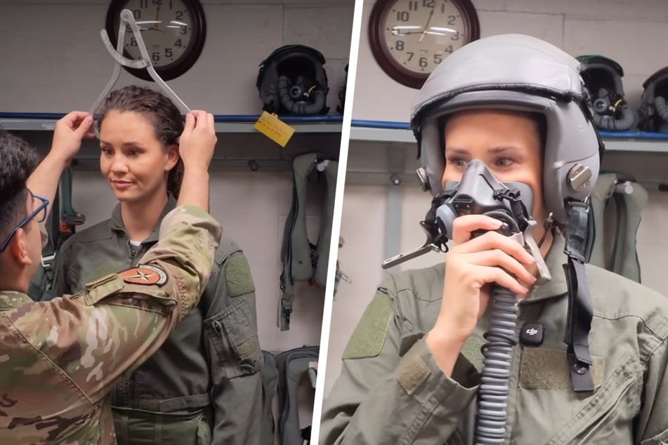 Betty Taube (31) bereitet sich auf ihren Flug vor.