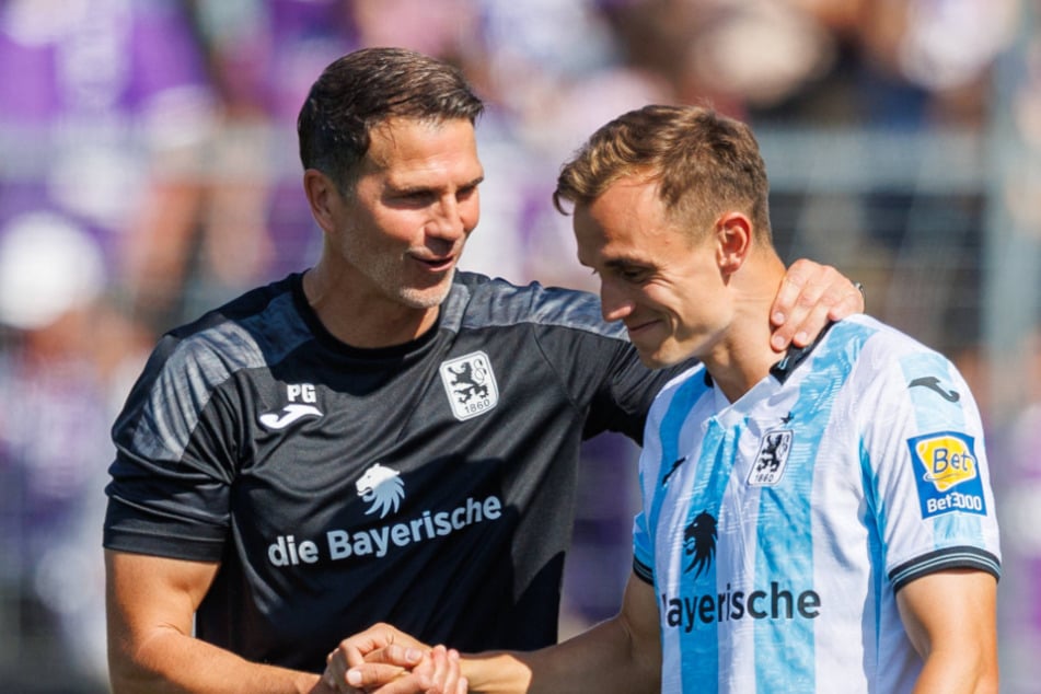Kilian Jakob (27, r.) kam bei den Löwen und Ex-CFC-Coach Patrick Glöckner (48) noch nicht über die Jokerrolle hinaus.