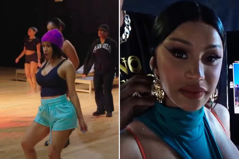 Rapper Cardi B shared footage from the making of her latest music video for Bongos.