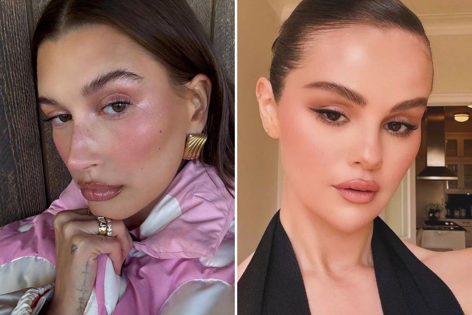 Hailey Bieber (l.) poked fun at the theories that she stalked her now-husband Justin Bieber and his ex, Selena Gomez (r.), with a few cheeky jokes in the new interview.