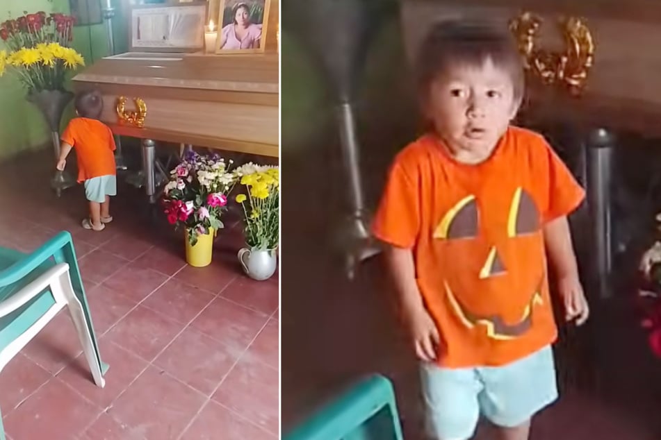 Der kleine Junge flehte am geschlossenen Sarg seiner Tante, die er "Mama" nannte: "Wach auf!"