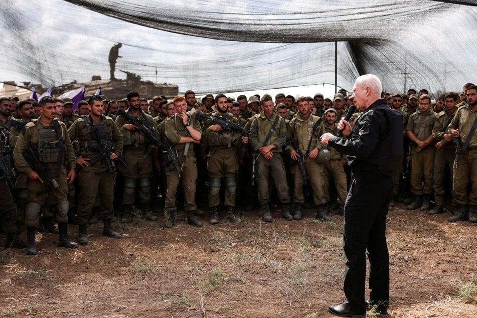 Israeli Defense Minister Yoav Gallant speaks to soldiers ahead of an expected ground invasion of Gaza.