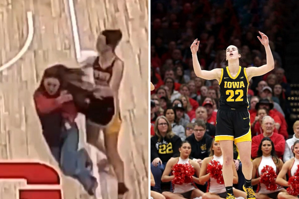College basketball fans call out Caitlin Clark for court-storm "flop"