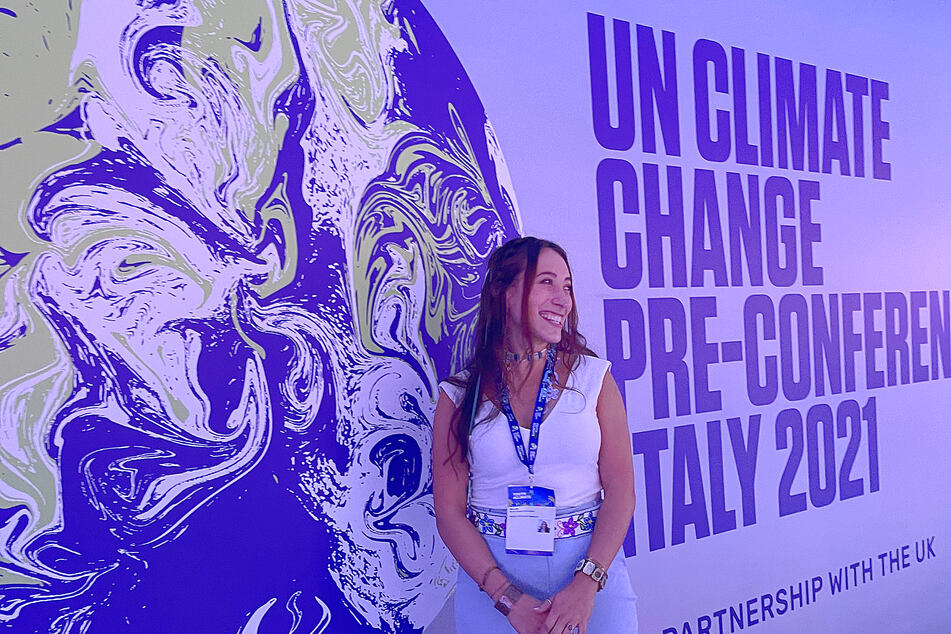 Ruth Łchav’aya K’isen Miller at the 2021 youth4climate conference in Milan.