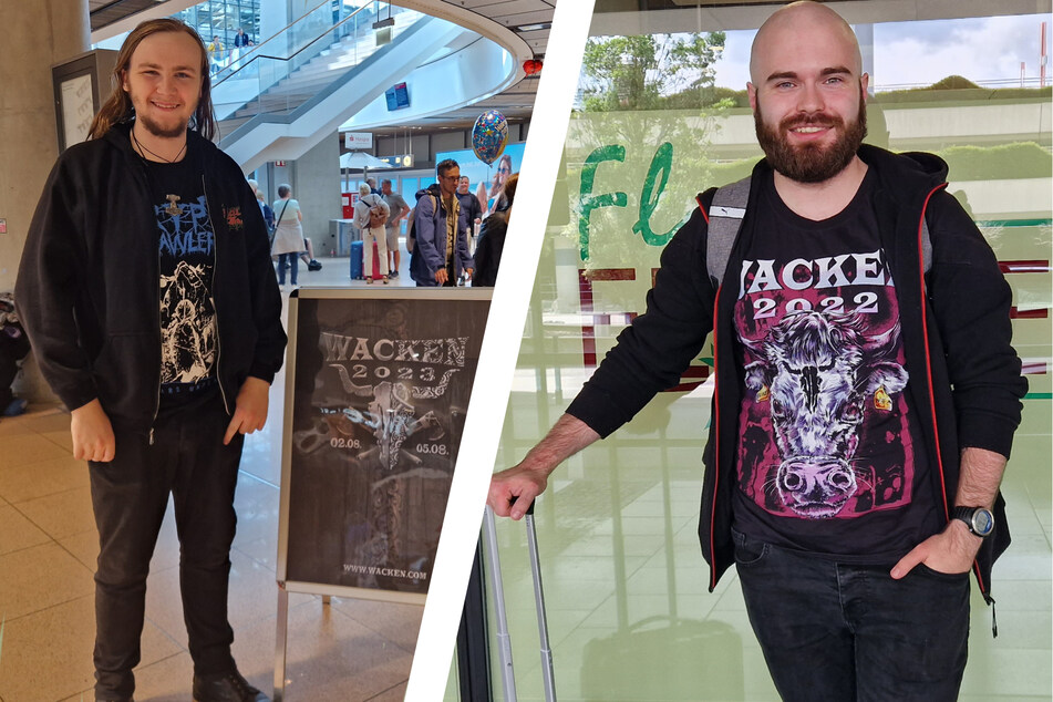 Aidan aus Irland (r.) und Jack aus Australien reisten beide alleine zum Wacken-Festival an. Beide sind zuversichtlich, dass sie in der großen "Wacken-Familie" nicht untergehen werden.
