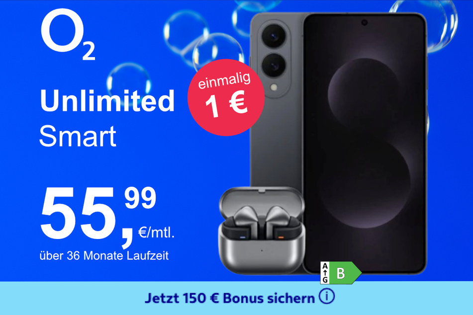 Das Samsung Galaxy S25 Edge + Buds 3 Pro im o2 Mobile Unlimited Smart für einmalig 1 Euro.