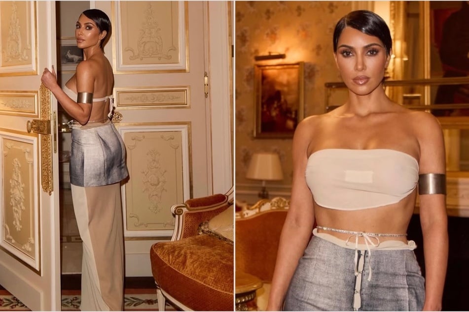 Kim Kardashian goes braless and debuts bold pixie cut at Paris Fashion Week