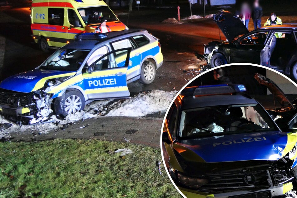 Drei Verletzte: 32-Jähriger flieht vor Polizei und kracht in Streifenwagen