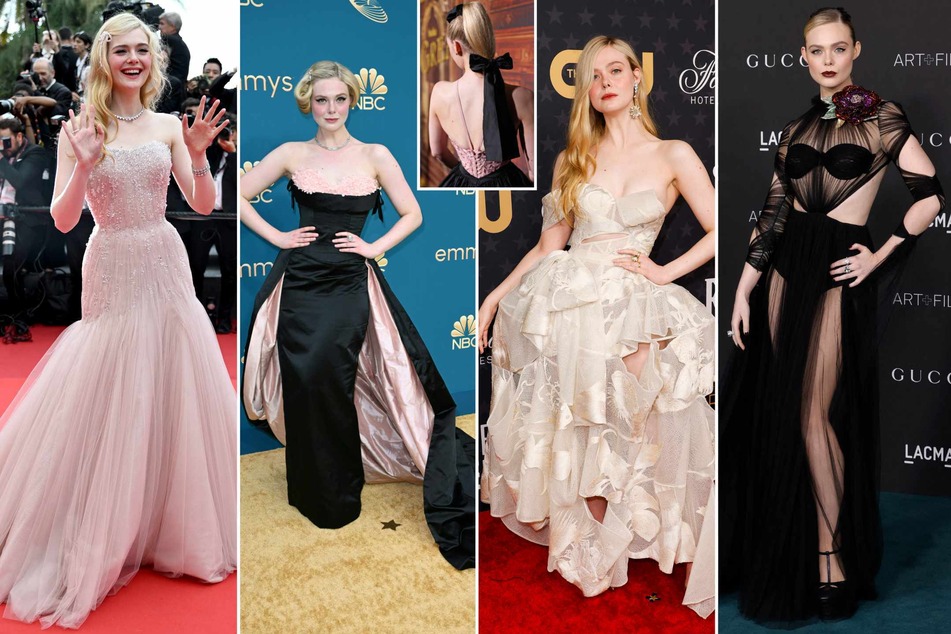 Elle Fanning consistently takes basic coquette principles to the next level with creative haute couture applications of beading, draping, and a mix of vintage feminine styles from many different eras.