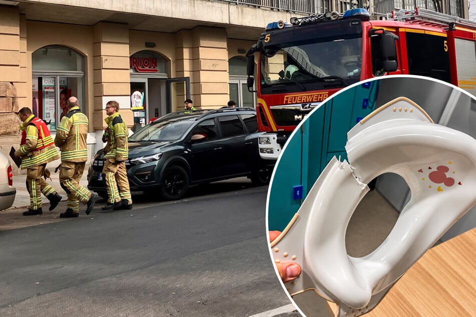 Dresden: Kurioser Einsatz am Hauptbahnhof: Junge zieht sich Toilettenaufsatz über Kopf und steckt fest