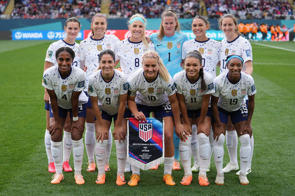 Team USA's starting eleven before playing against Vietnam in the 2023 FIFA Women's World Cup on Saturday.