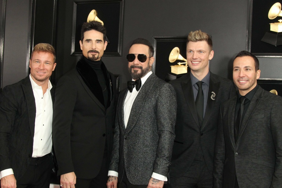 From l. to r.: Howie Dorough, AJ McLean, Brian Littrell, Kevin Richardson, Nick Carter, at the 2019 Grammy Awards.