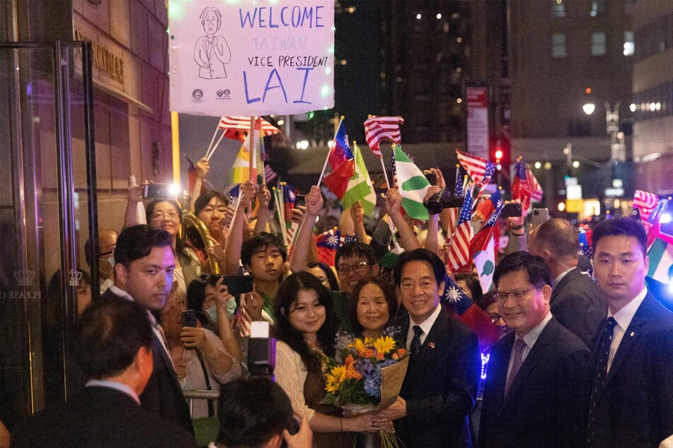 Taiwan's Vice President William Lai arrives at the Lotte Hotel in Manhattan in New York on Saturday.