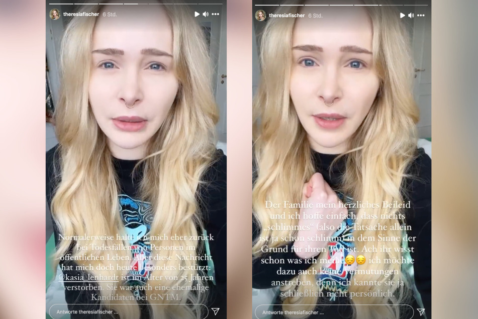 Geschockt meldet sich Theresia (28) auf Instagram zu Wort.