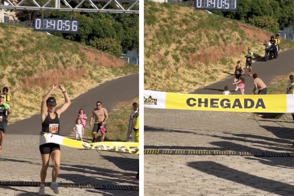 Aufregung um Marathon-Clip: Vater schubst Kinder vor seine Frau