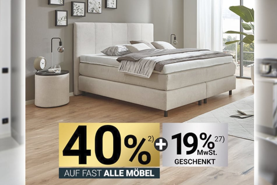 In den Zurbrüggen Wohnzentren warten zum Pre-Sale-Black-Shopping u.a. satte 40 Prozent Rabatt auf fast alle Möbel.²