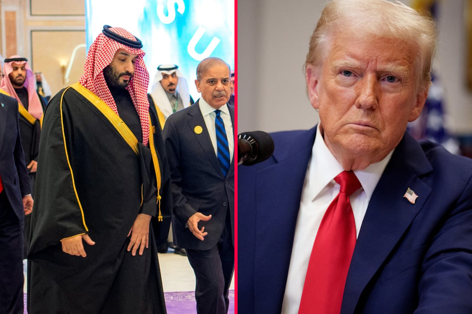 Donald Trump's (r.) first call to a world leader since entering office on Monday was to Saudi Arabia's Crown Prince Mohammed bin Salman (l.)