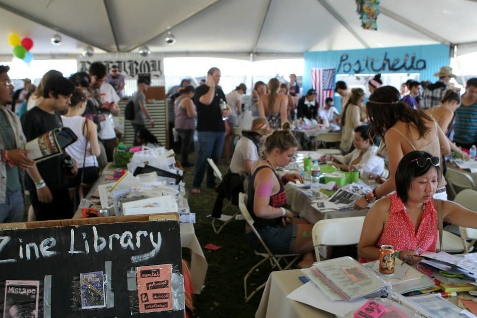 The Zine Works tent during the 2012 Coachella Valley Music & Arts Festival in Indio, California.