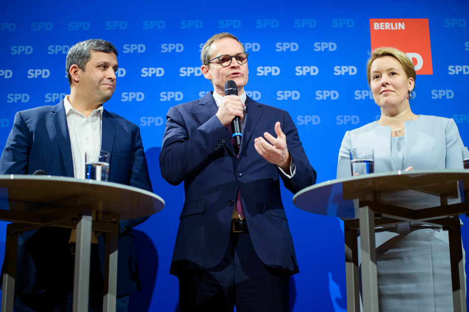 Franziska Giffey und Raed Saleh (l.) sollen dann den langjährigen Parteivorsitzenden Michael Müller ablösen