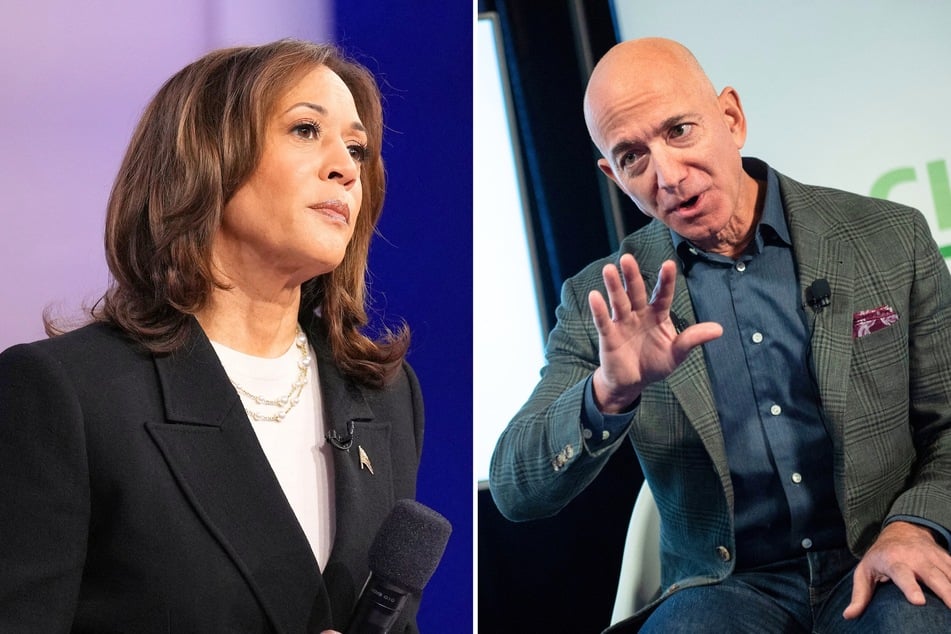 Billionaire Jeff Bezos (r.) recently blocked The Washington Post - which he owns - from endorsing Kamala Harris for president over Donald Trump.