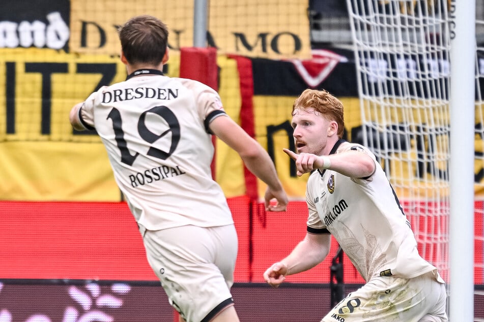 Robert Wagner (23, r.) brachte die SGD in Heidenheim zum zweiten Mal in Führung, für einen Punktgewinn reichte das aber nicht.