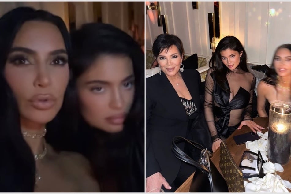 Girls night! Kim Kardashian struck several poses with her sister, Kylie Jenner, and mom, Kris Jenner.