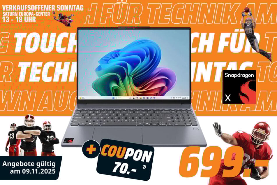 Lenovo-Notebook für 699 Euro + 70-Euro-Coupon¹.