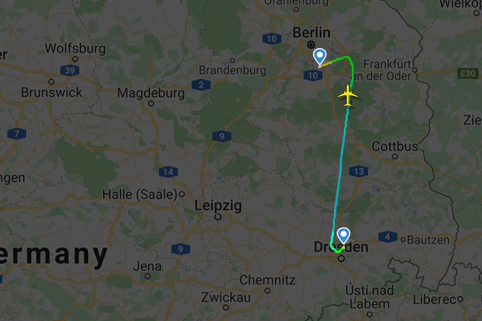 23 Minuten dauerte der Flug von Dresden nach Berlin.