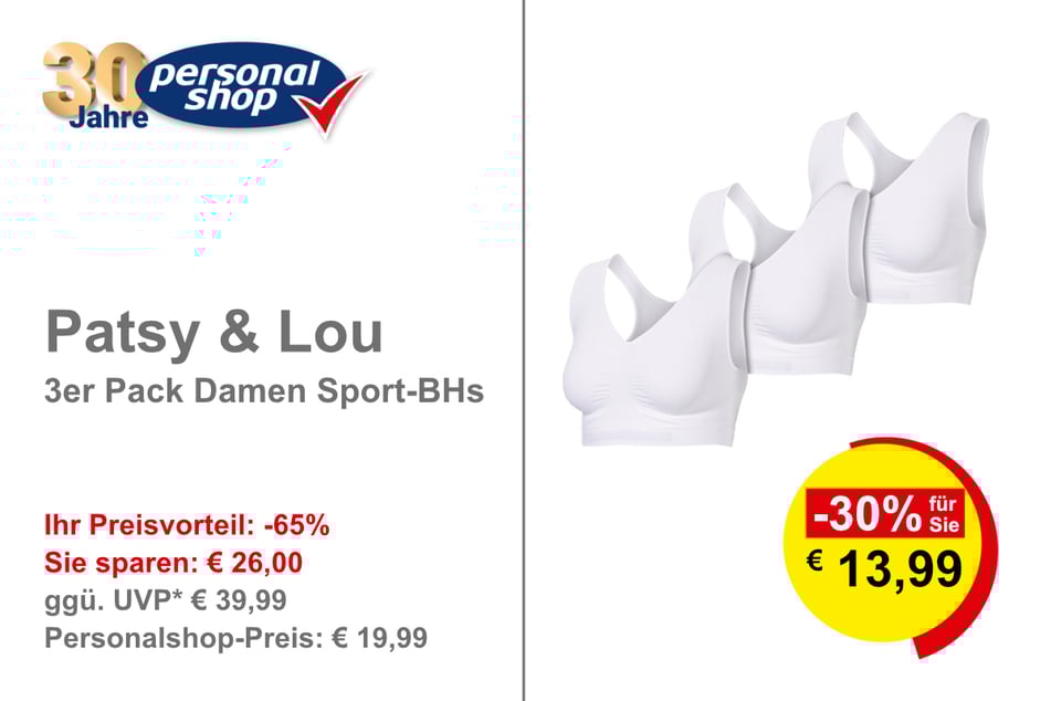 Patsy & Lou 3er Pack Damen Sport-BHs