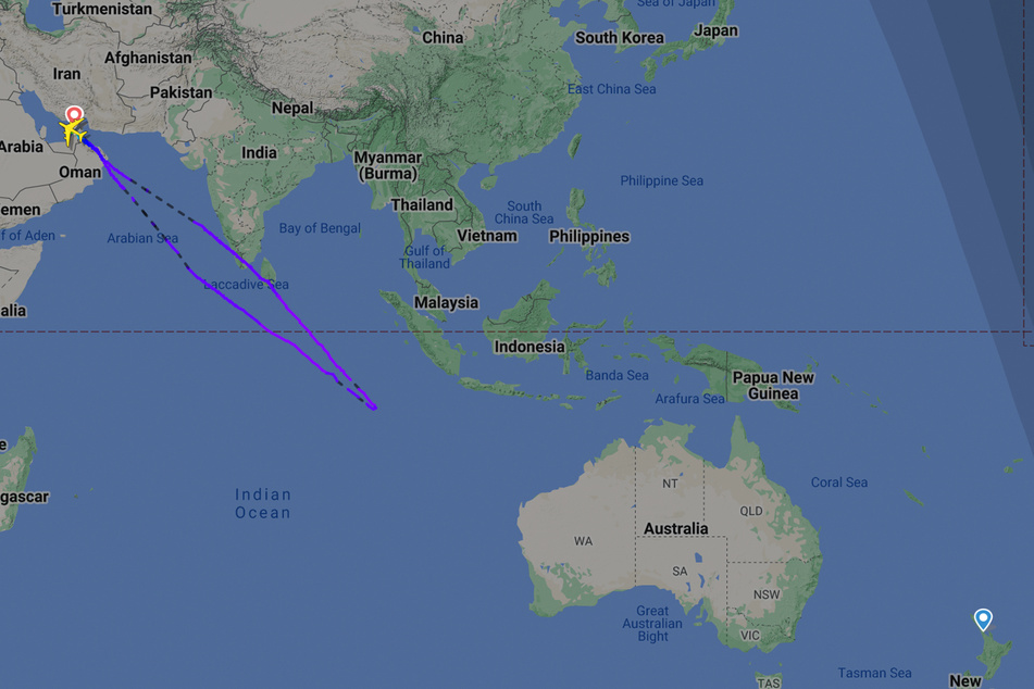 Der A380 von Emirates sollte von Dubai nach Auckland fliegen. Am Ende landete er jedoch am Ausgangsort.