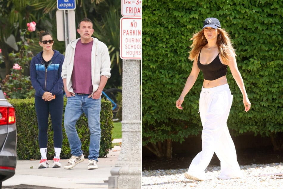 Jennifer Garner (l.) visited her ex-husband Ben Affleck's (c.) home for his birthday, amid his seemingly struggling relationship with wife Jennifer Lopez.