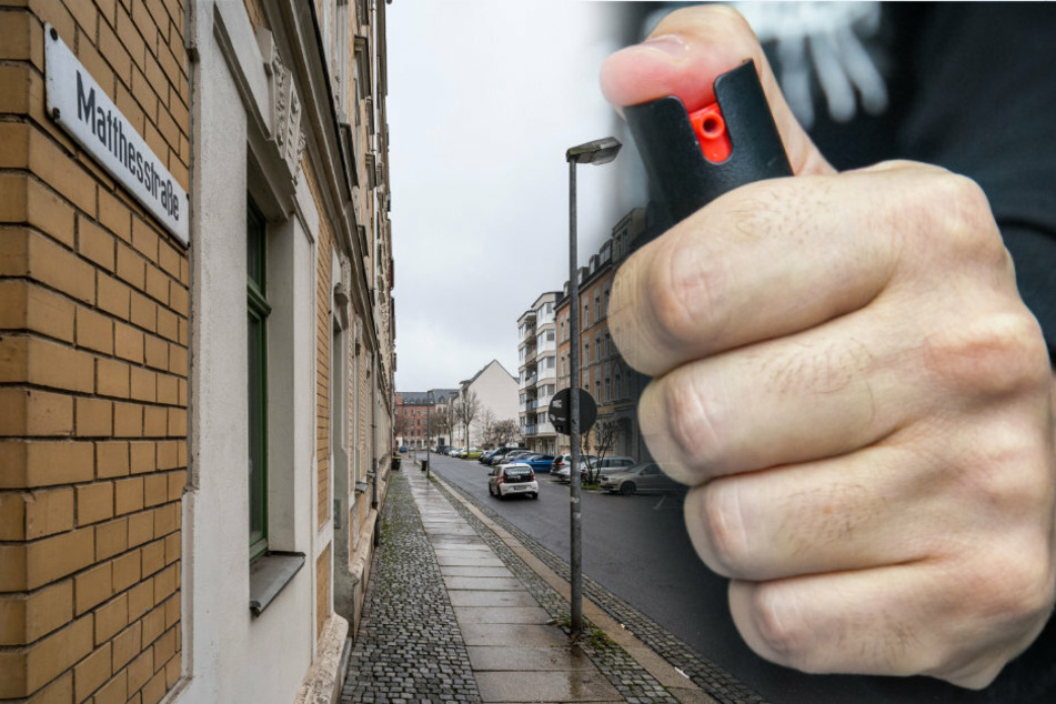 Ein Unbekannter attackierte drei junge Männer in der Matthesstraße mit Pfefferspray. (Bildmontage)