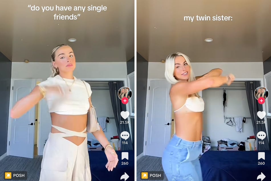 Haley Cavinder (r) dropped some not-so-subtle hints at her single status in a new TikTok with sister Hanna.