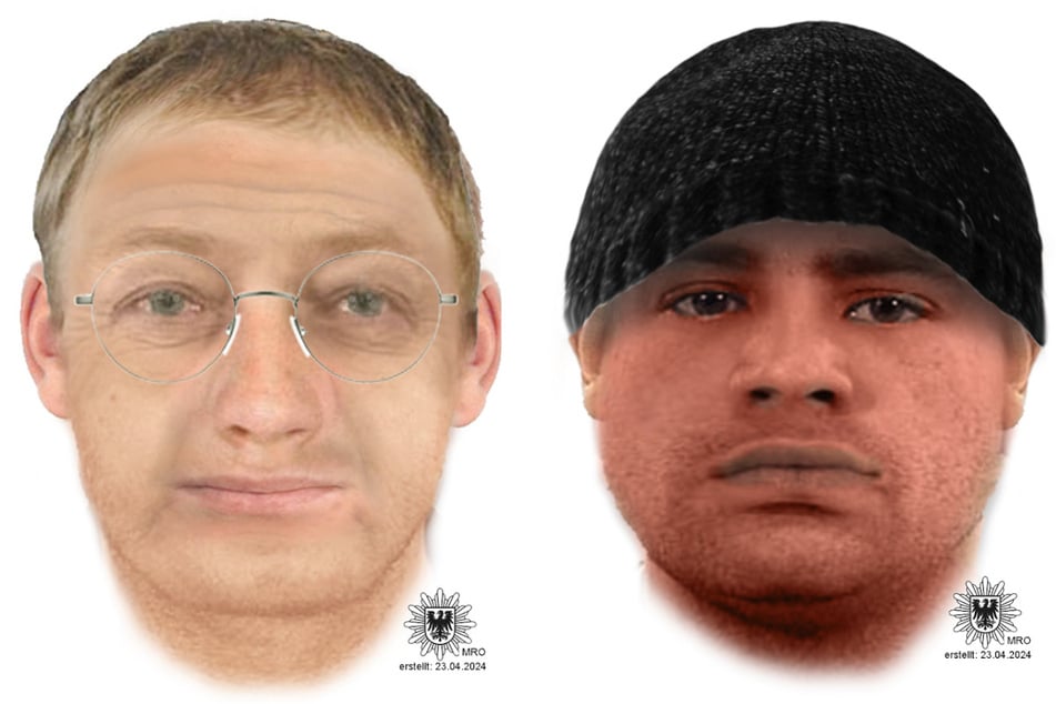 Mit diesen Phantombildern sucht die Polizei nach zwei Männern, die in Cottbus unter Vorwand Anwohner beklaut haben sollen.