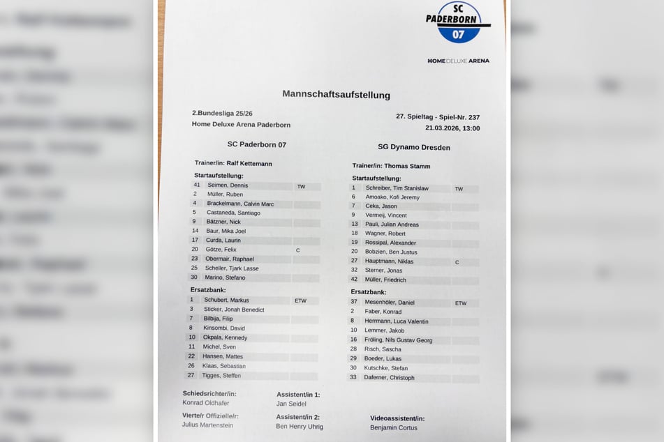 Die Aufstellungen für die heutige Partie.