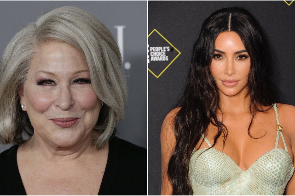 Kim Kardashian (r) and Bette Midler (l) briefly spat on Twitter after he actor slammed the reality stars nude pics.